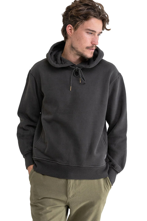 Rhythm Classic Fleece Hoodie - Vintage Black- Close up onn front