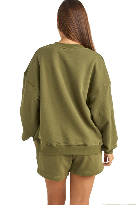 Rhythm College Crew Neck Fleece - Olive - Back
