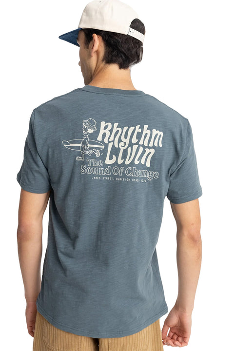 Rhythm Livin Slub S/S T-Shirt - Slate- Back