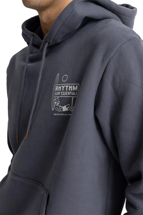 Rhythm Lull Fleece Hoodie - Navy- Close up on front
