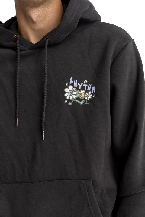 Rhythm Natural Harmony Fleece Hoodie - Vintage Black- Close up on logo