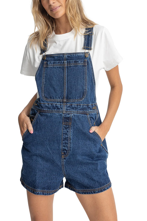 Rhythm Tides Short Overall - Dark Wash- Front