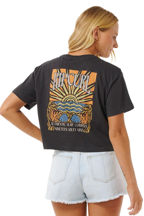 Rip Curl Coral Sands Crop Tee - Washed Black- Back