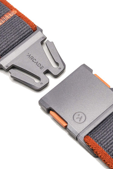 Arcade Carto Belt - Charcoal / Saddle - Buckle Open