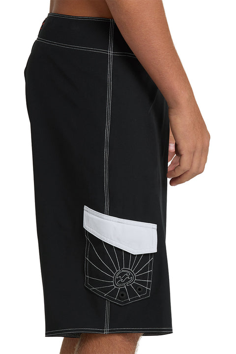 Billabong A.I. Rising Sun Pro 22" Boardshort - Black / White- black side with pocket