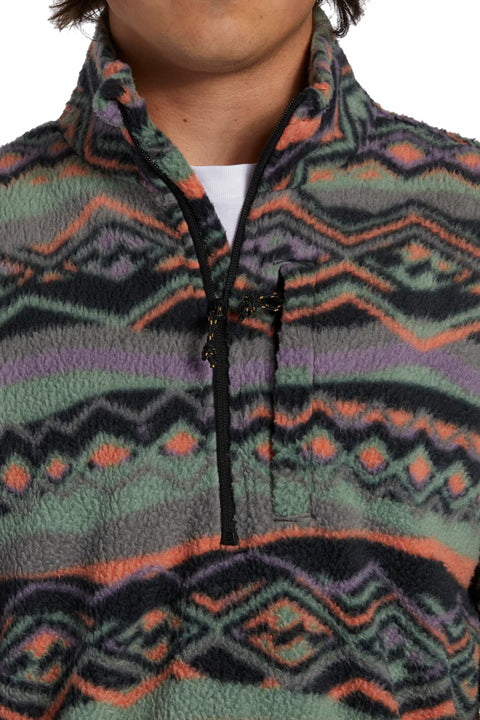Billabong A/Div Boundary Half-Zip Mock Neck Pullover Fleece - Grey / Violet - Closeup