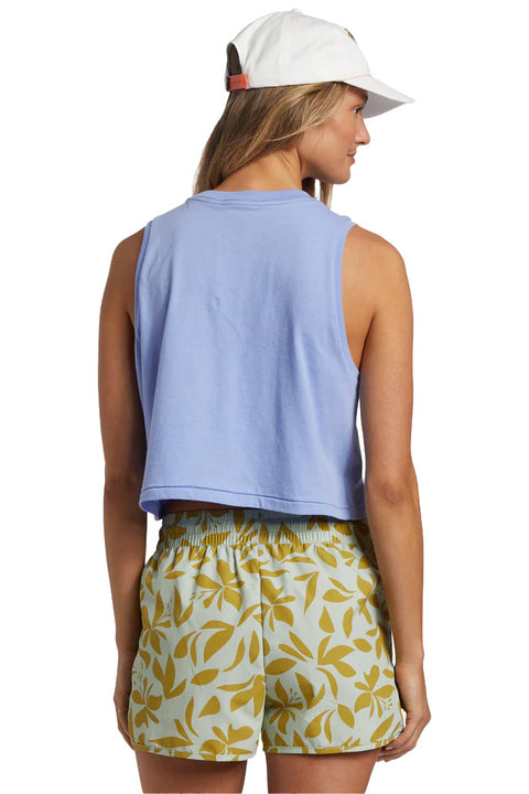 Billabong A/Div Cropped Muscle Tank Top - Cosmic Blue- Back