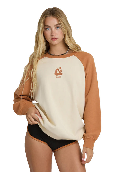 Billabong Blissed Out Crew Fleece - Caramel Cafe- Front