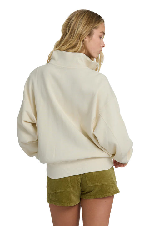 Billabong Classic Feels Half Zip Pullover Sweatshirt - White Cap- Back
