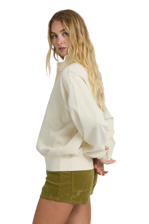 Billabong Classic Feels Half Zip Pullover Sweatshirt - White Cap- Side