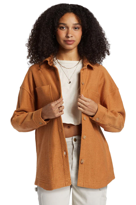 Billabong Everytime Oversized Shacket - Sandalwood- Front