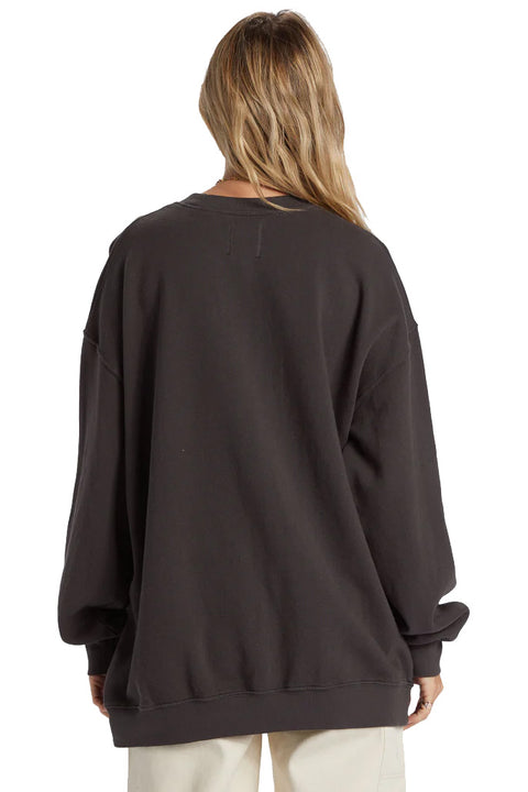 Billabong Ride In Oversized Crewneck Sweatshirt - Black Sands- Back