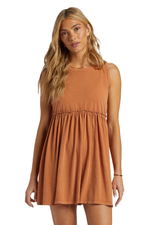 Billabong Seaside Tank Mini Dress - Toffee- Front