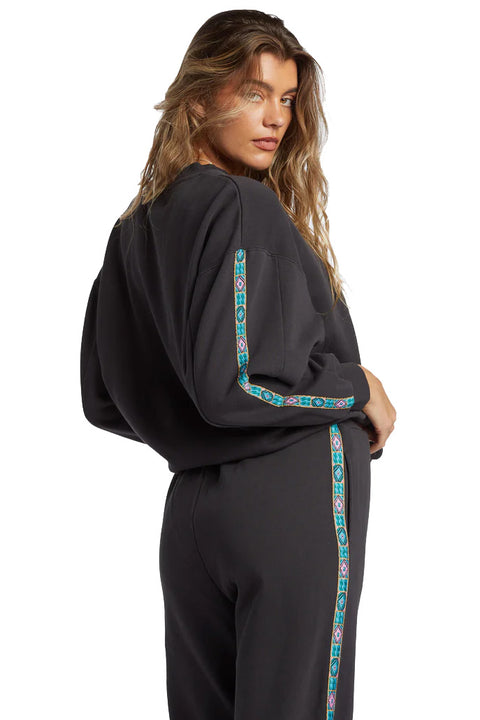 Billabong Swipe Right Kendal Crewneck Sweatshirt - Black Sands- Back