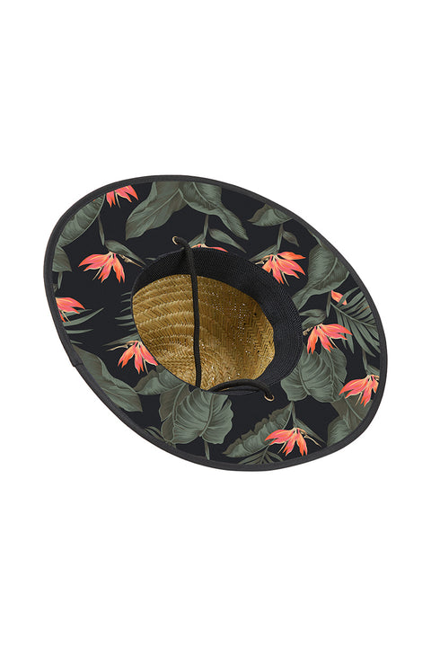 Billabong Tides Print Straw Hat - Jet Black- Bottom