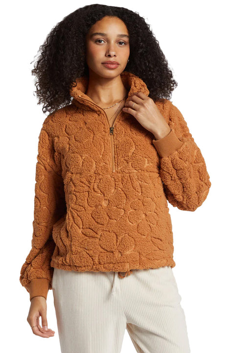 Billabong Time Off Half-Zip Fleece Pullover - Sandalwood- Front