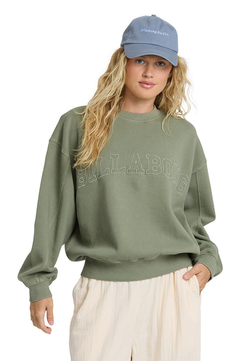 Billabong Vibes Kendal Crew Fleece - Army Green- Front
