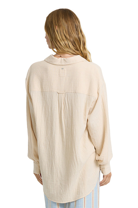 Billabong Wanderer Solids L/S Woven Top - Dove- Back