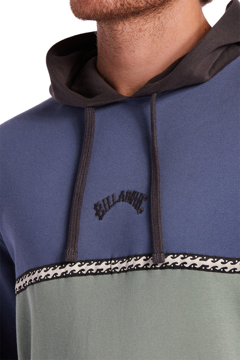 Billabong Wave Washed Blocked Pullover Hoodie - North Sea - Chest Closeup