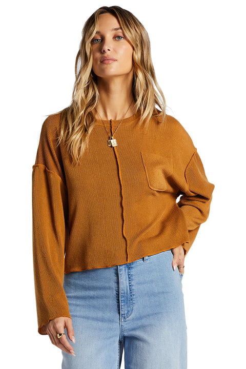 Billabong You Seam Happy Rib Knit Top - Cider