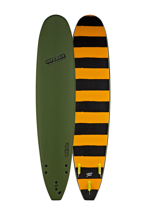 Catch Surf Odysea Log 9'0" Surfboard - Military Green / Stripes- Front and back of board