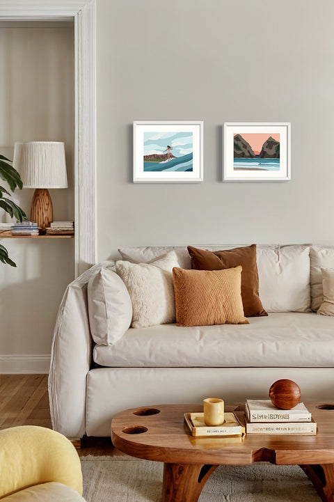 Muted Colors 8" x 10" Surf Art Prints - Crusin & Twin Peaks Framed