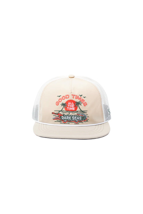 Dark Seas Gator Hat - Khaki / White- Front