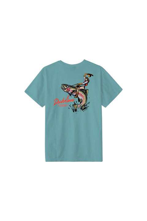Dark Seas Rainbow Rider Pigment T-Shirt - Aqua- Back