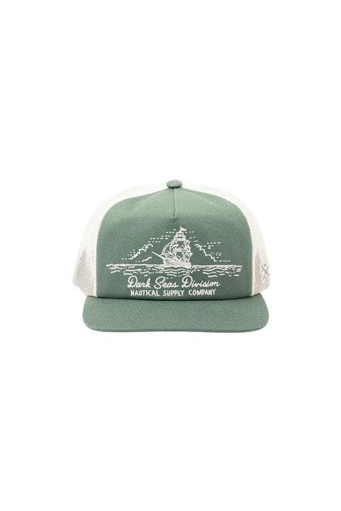 Dark Seas Tall Ship Hat - Green / White- Front