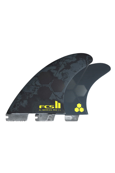 FCS II Al Merrick PG Pro Large Tri Fin Set - Black / Acid- Center and side fins