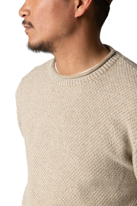 Finisterre Barents Jumper - Oatmeal- Close up on front