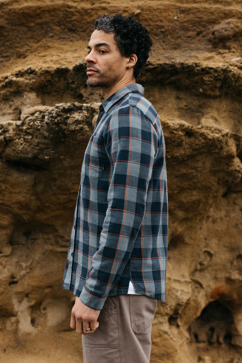 Finisterre Cardew Check Shirt - Navy - Side