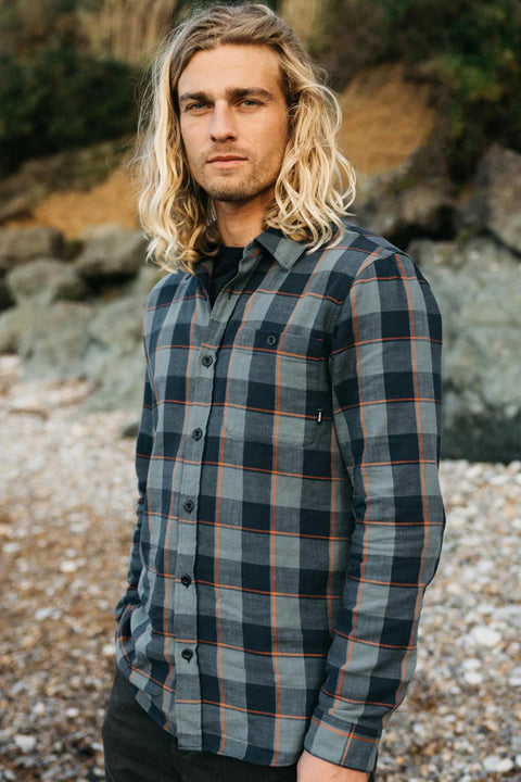 Finisterre Cardew Check Shirt - Navy