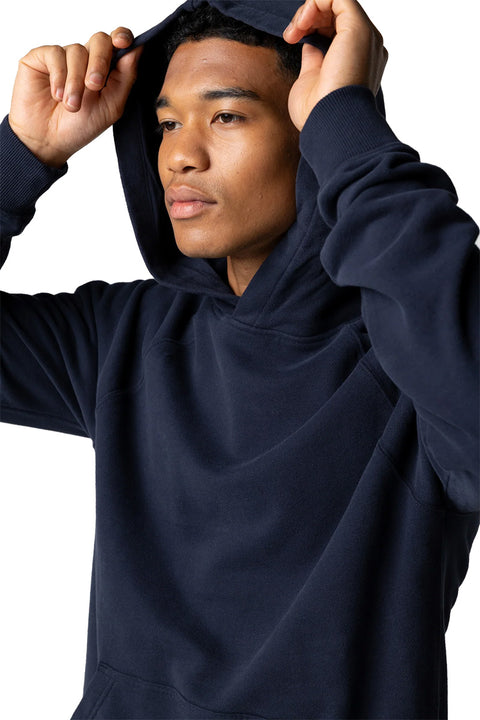 Finisterre Coho Hoodie - Navy - Close up on front