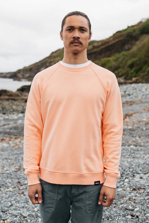 Finisterre Coho Sweatshirt - Reef Pink- Front on model