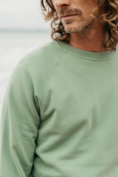 Finisterre Coho Sweatshirt - Wild Sage - Closeup