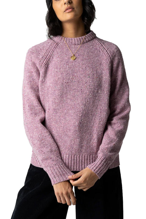 Finisterre Farne Crew Neck Knit Sweater - Dark Orchid - White Background
