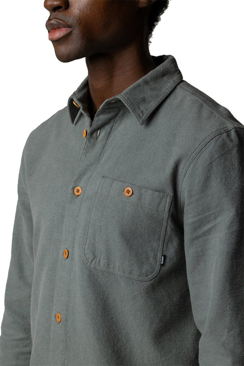 Finisterre Gylly Shirt - Deep Sea- Close up on front
