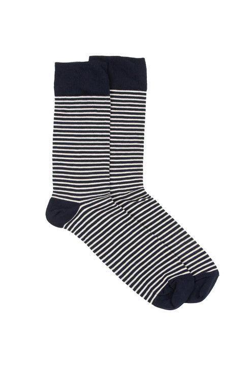 Finisterre Holm Sock - Navy / Ecru- Full view