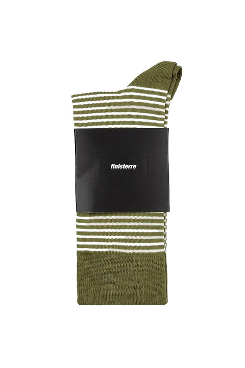Finisterre Holm Sock - Olive / Ecru- In packaging