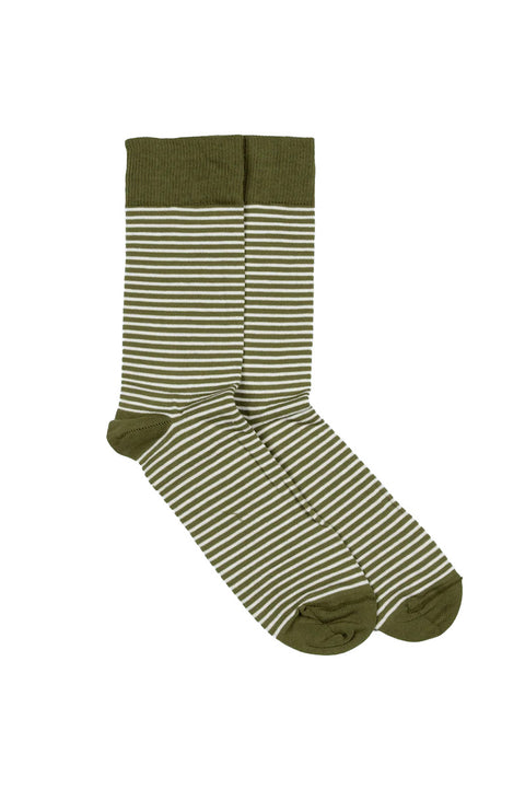 Finisterre Holm Sock - Olive / Ecru- Full view