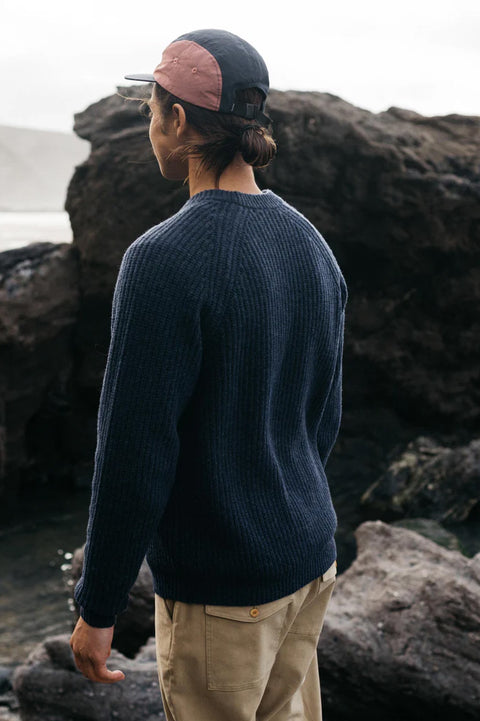 Finisterre Mora Knit Sweater- Navy - Back Side