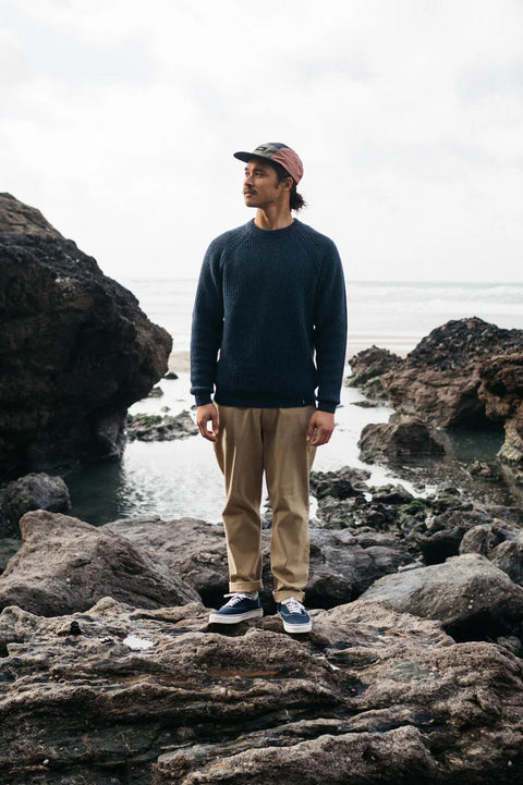 Finisterre Mora Knit Sweater- Navy - Full Body Shot