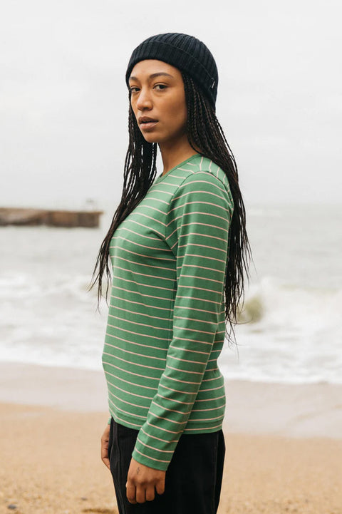 Finisterre Women's Eldon Long Sleeve T-Shirt - Samphire / Pink - Side