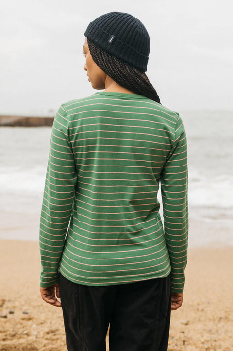 Finisterre Women's Eldon Long Sleeve T-Shirt - Samphire / Pink - Back