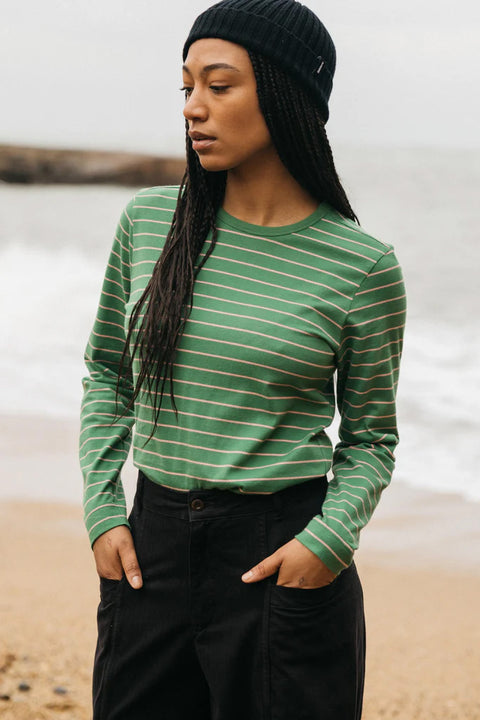 Finisterre Women's Eldon Long Sleeve T-Shirt - Samphire / Pink