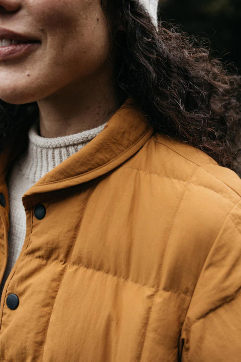 Finisterre Women's Lapwing Jacket - Dark Ochre - Collar Closeup