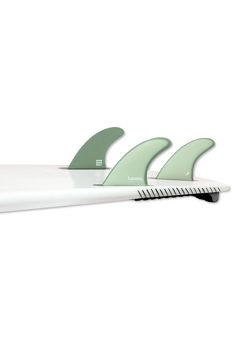 Futures Fins EA Fiberglass Thruster Fin Set - Agua - On Board