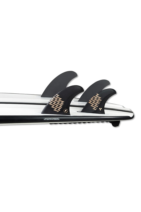 Futures Fins Gerry Lopez Alpha 5-Fin Set - Carbon / Sand - Quad On Board