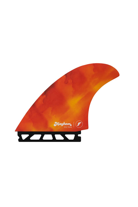 Futures Fins Mayhem Evil Twin + 1 Medium Twin Fin Set - Red / Orange - Forward Fins Only